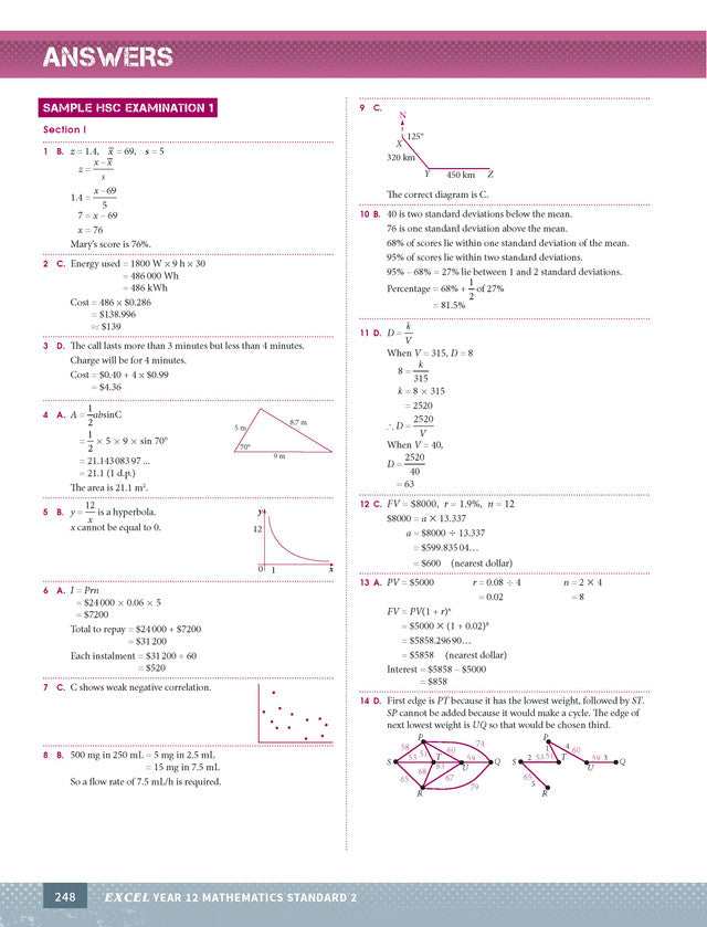 Excel HSC Year 12 Mathematics Standard 2 Study Guide