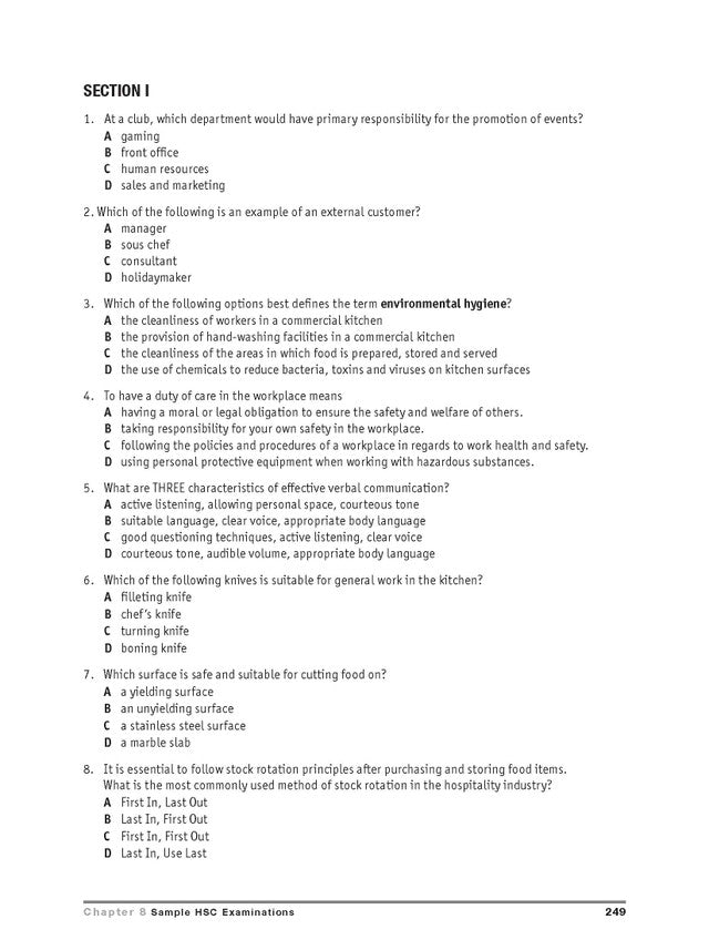 Excel HSC Year 12 Hospitality Study Guide