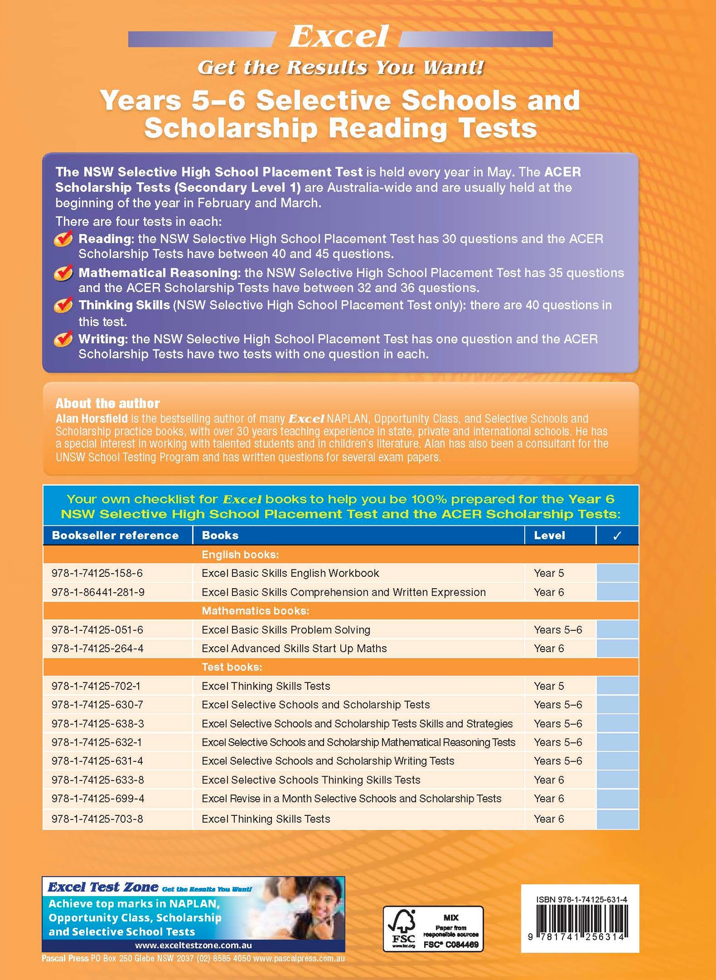 Excel Selective Schools and Scholarship Reading Tests Years 5-6