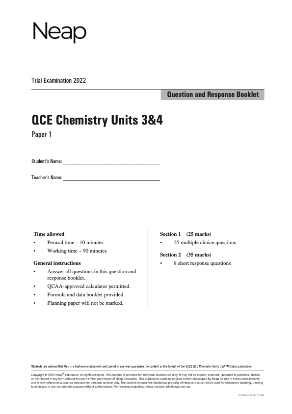 Top Marks QCE Chemistry 3&4 Bundle (2026-2028)
