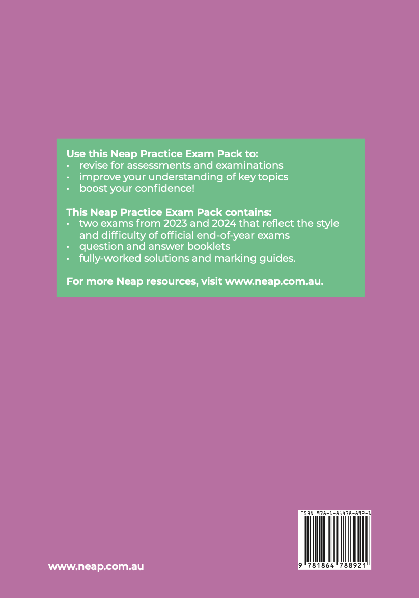 Neap Practice Exam Pack: VCE Specialist Mathematics Units 1&2 (2 Exams)