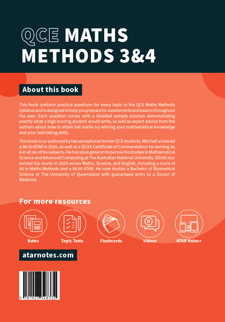 ATAR Notes QCE Maths Methods 3&4 Topic Tests (2026-2028)