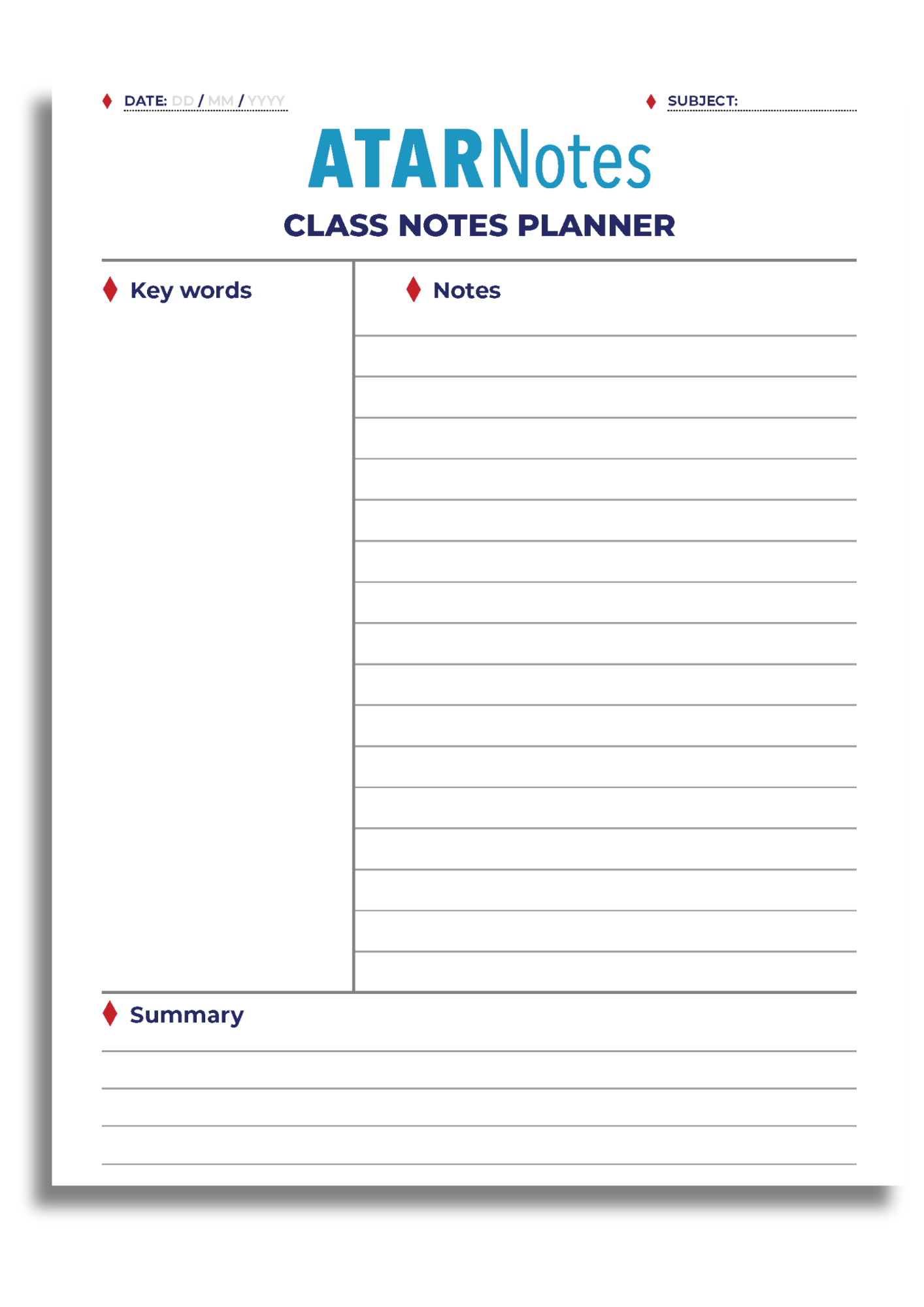 ATAR Notes Class Notes Planner