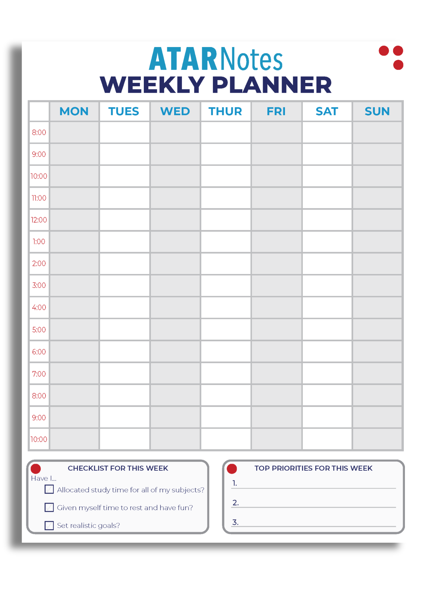 ATAR Notes Weekly Planner