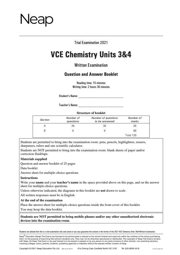 neap-trial-exam-2022-vce-chemistry-units-3-4-atar-notes