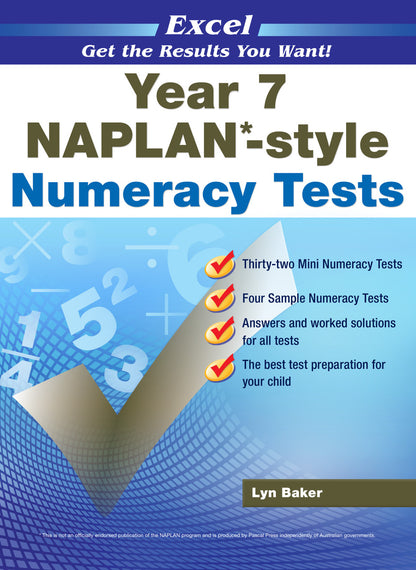 Excel Year 7 NAPLAN*-style Numeracy Tests