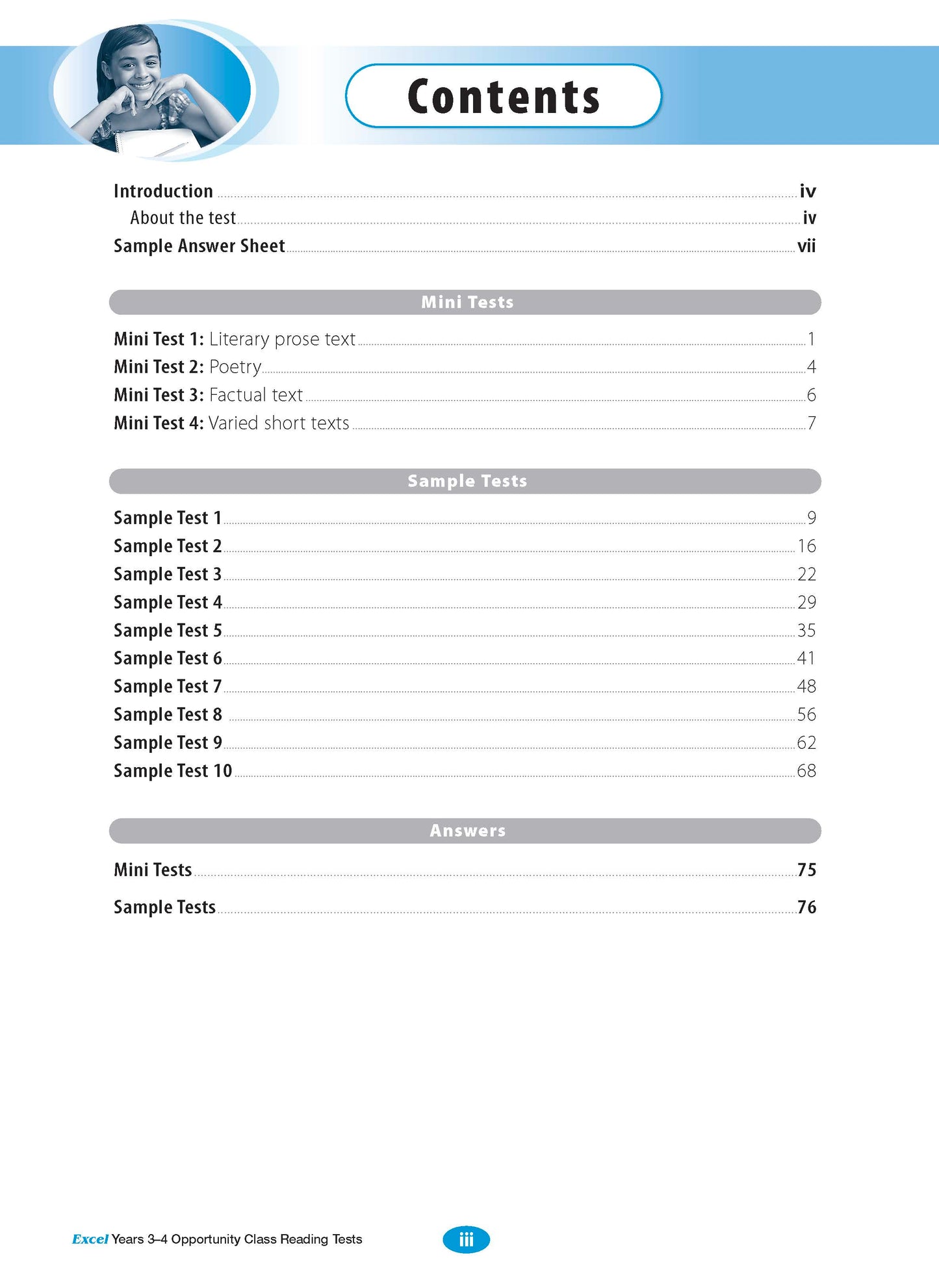 Excel Opportunity Class Reading Tests Years 3-4