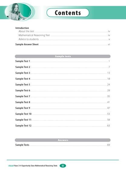 Excel Opportunity Class Mathematical Reasoning Tests Years 3-4