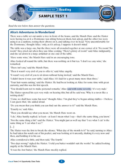 Excel Opportunity Class Tests Years 3-4