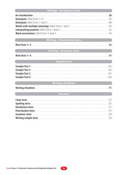 Excel Selective Schools and Scholarship Writing Tests Years 5-6