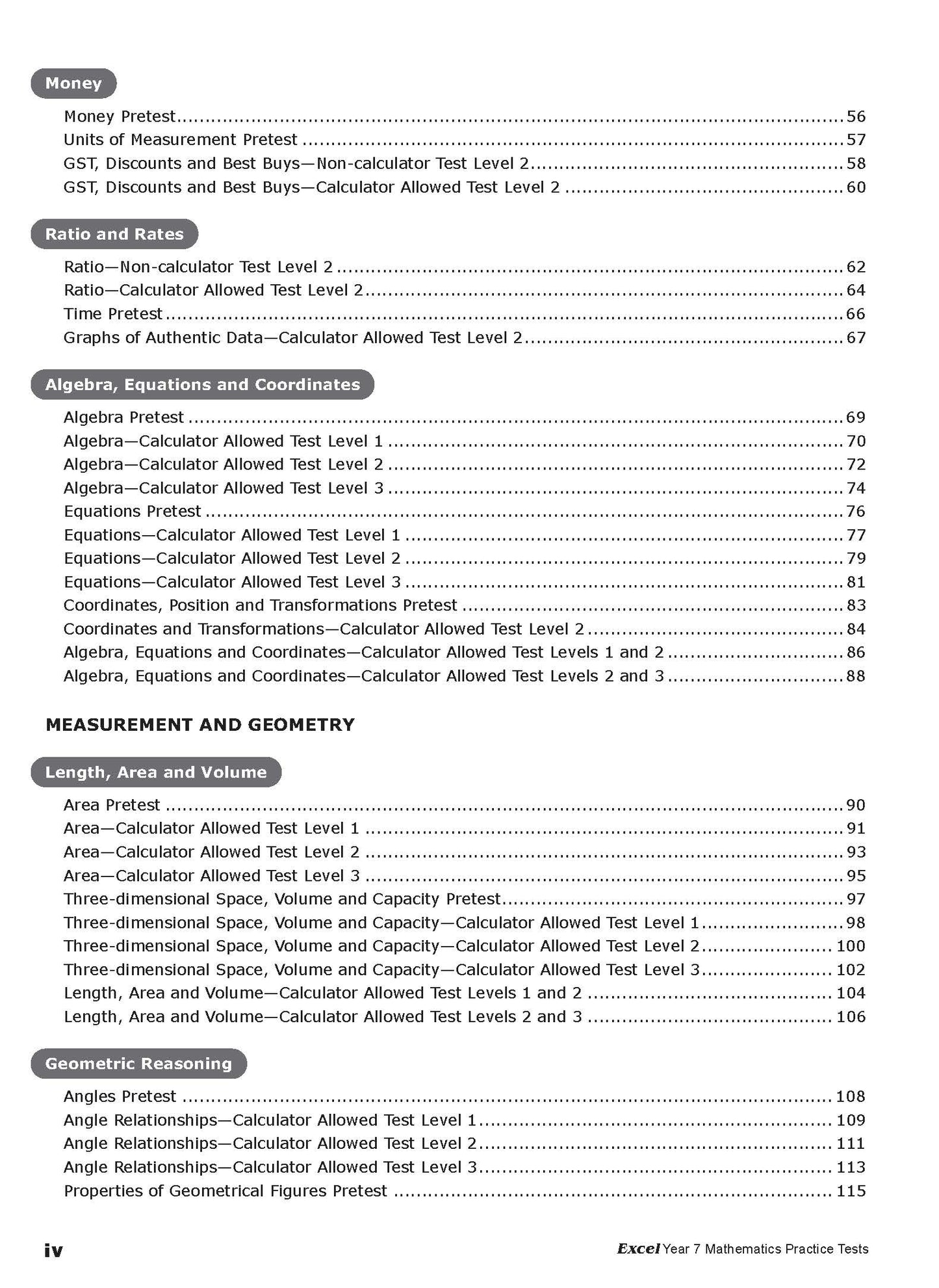 Excel Tests - Mathematics Practice Tests Year 7