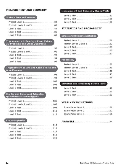 Excel Tests - Mathematics Practice Tests Year 10