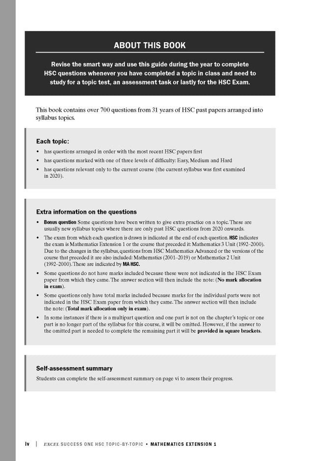 Excel Success One HSC Year 12 Mathematics Extension 1 (2023 Edition)