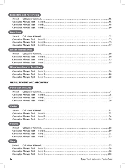 Excel Tests - Mathematics Practice Tests Year 8