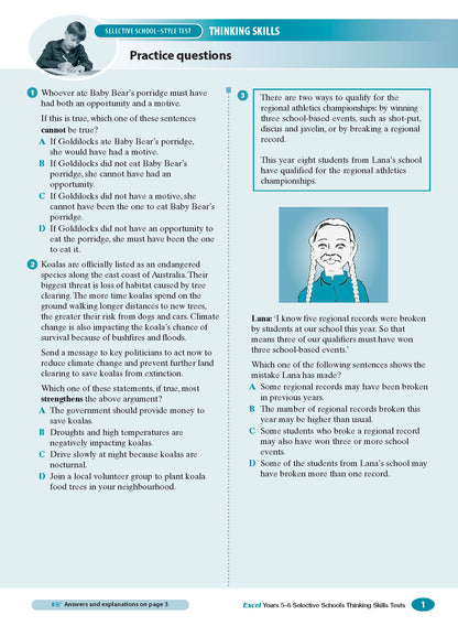 Excel Selective Schools and Scholarship Thinking Skills Tests Years 5-6