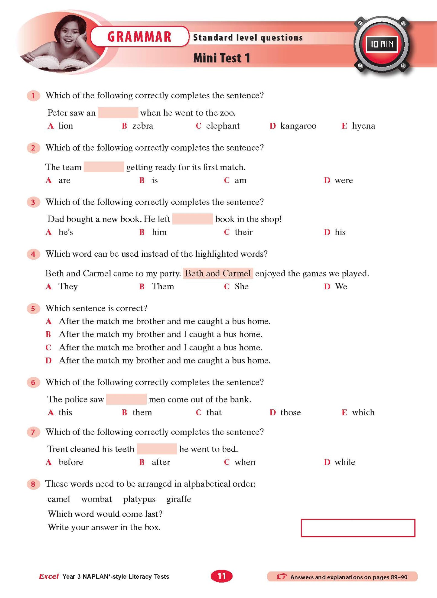 Excel Year 3 NAPLAN*-style Literacy Tests