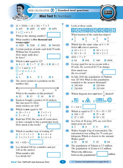 Excel Year 7 NAPLAN*-style Numeracy Tests