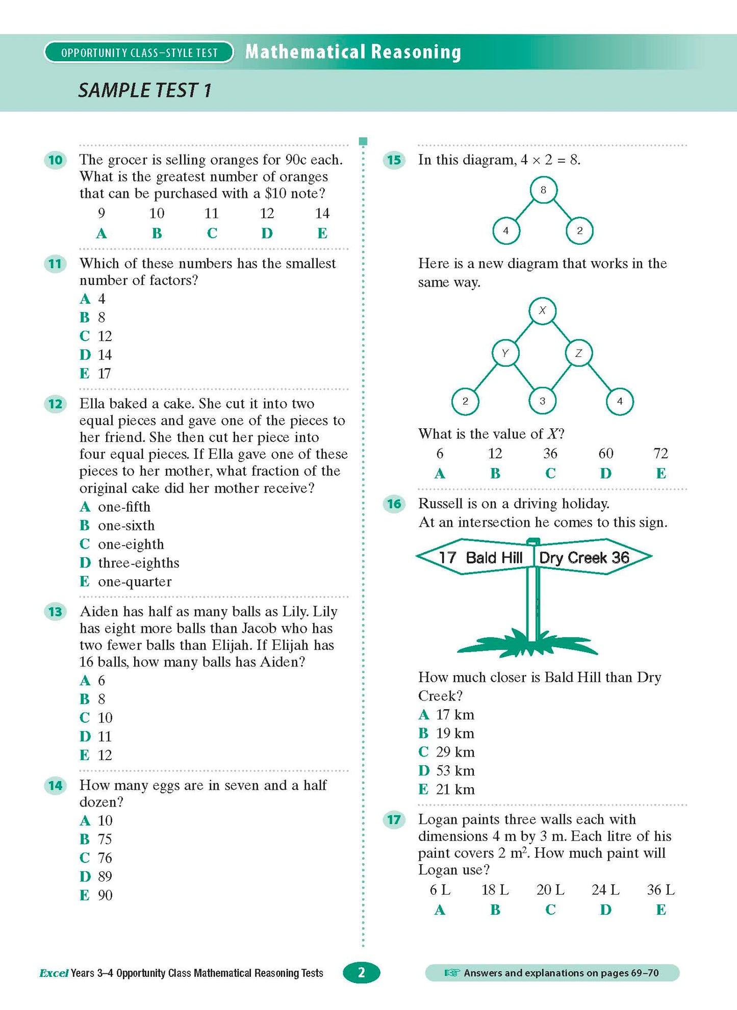 Excel Opportunity Class Mathematical Reasoning Tests Years 3-4