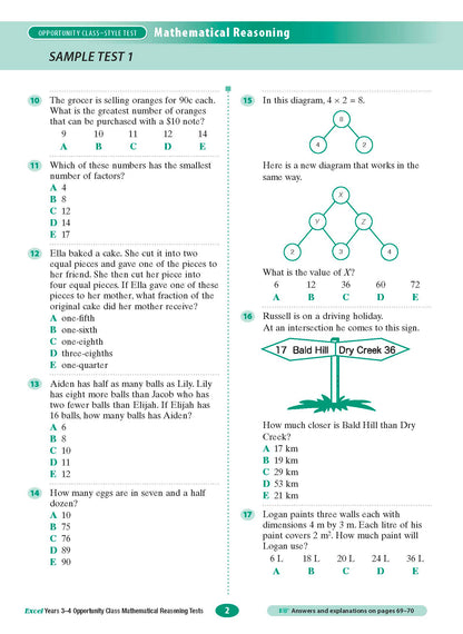 Excel Opportunity Class Mathematical Reasoning Tests Years 3-4