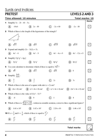 Excel Tests - Mathematics Practice Tests Year 10