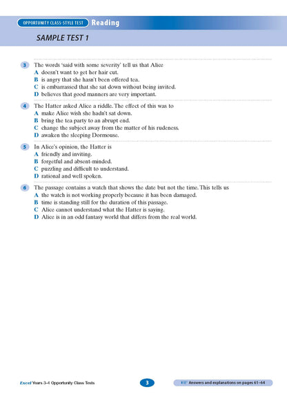 Excel Opportunity Class Tests Years 3-4
