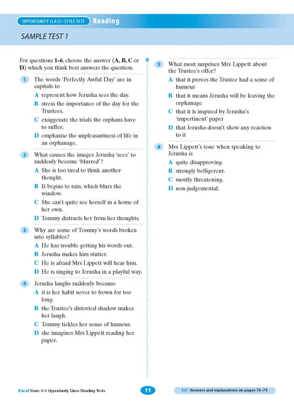 Excel Opportunity Class Reading Tests Years 3-4