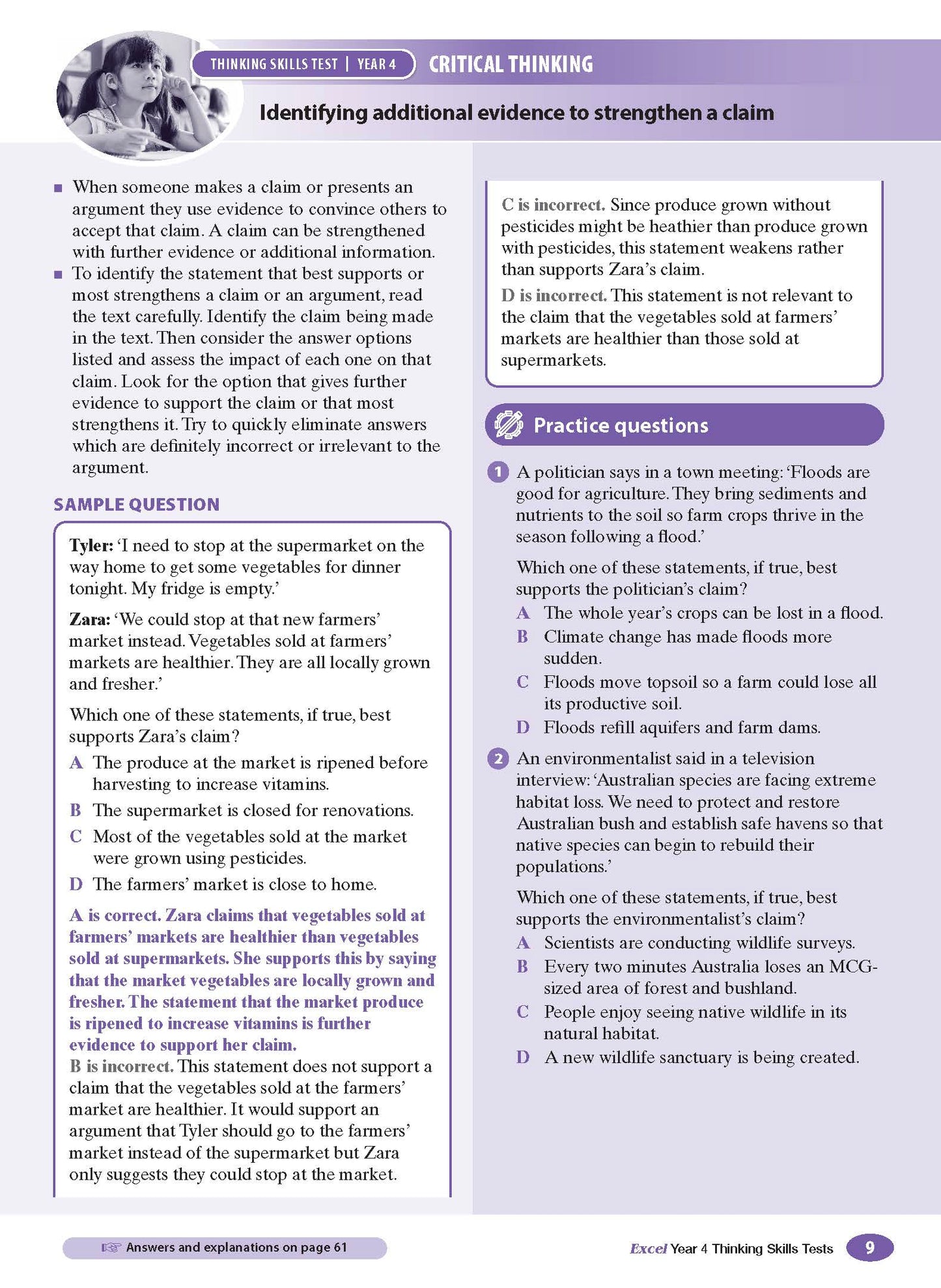 Excel Test Skills - Thinking Skills Tests Year 4
