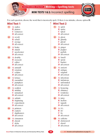 Excel Selective Schools and Scholarship Writing Tests Years 5-6