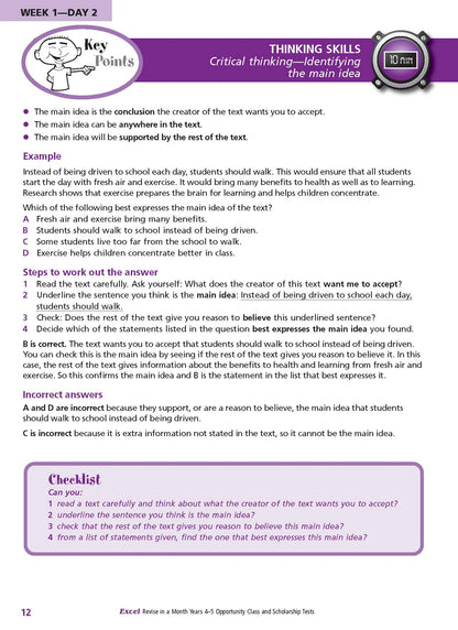 Excel Opportunity Class and Scholarship Tests Years 4-5