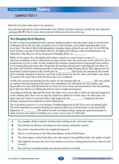 Excel Opportunity Class Tests Years 3-4