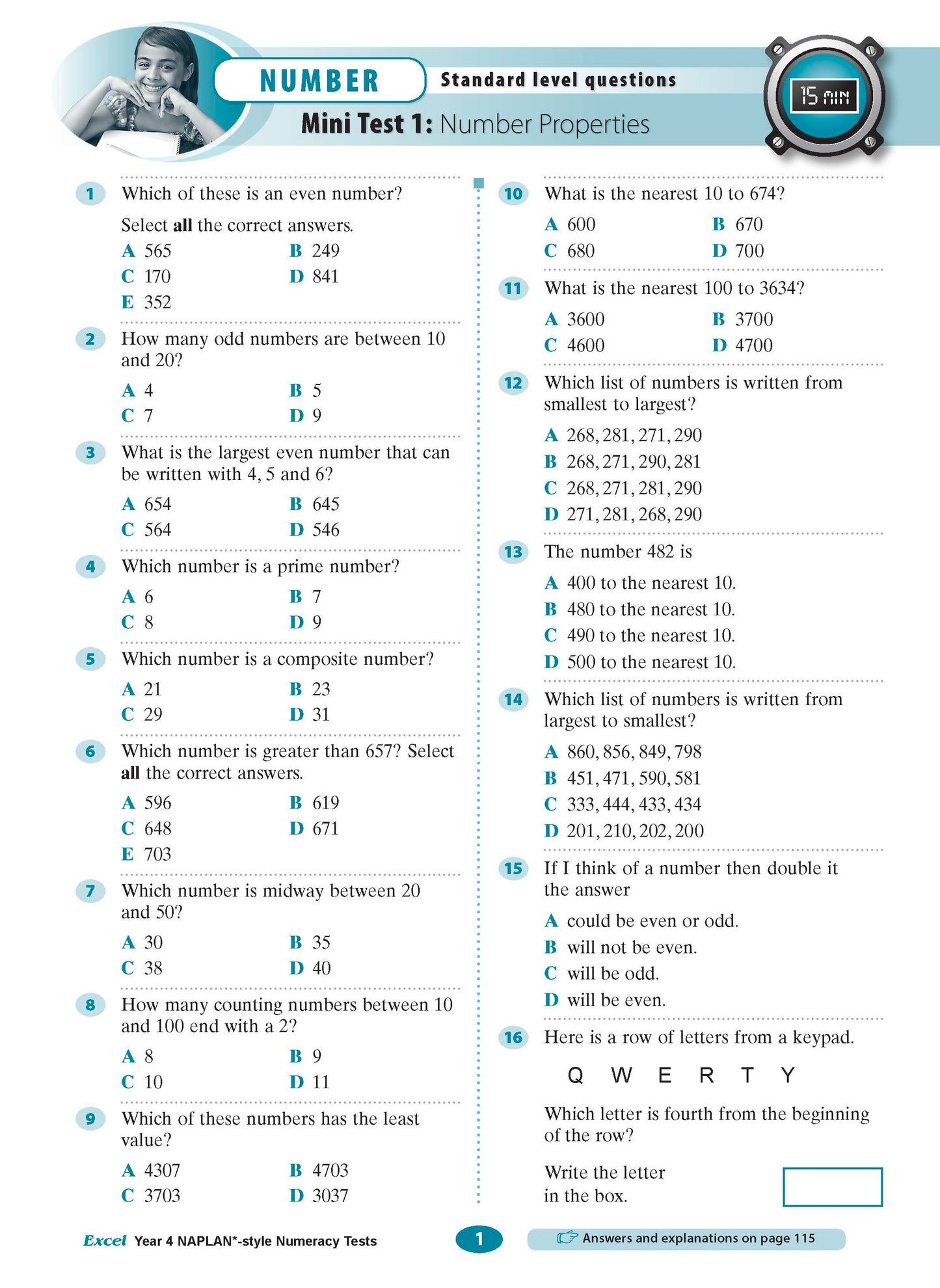 Excel Year 4 NAPLAN*-style Numeracy Tests