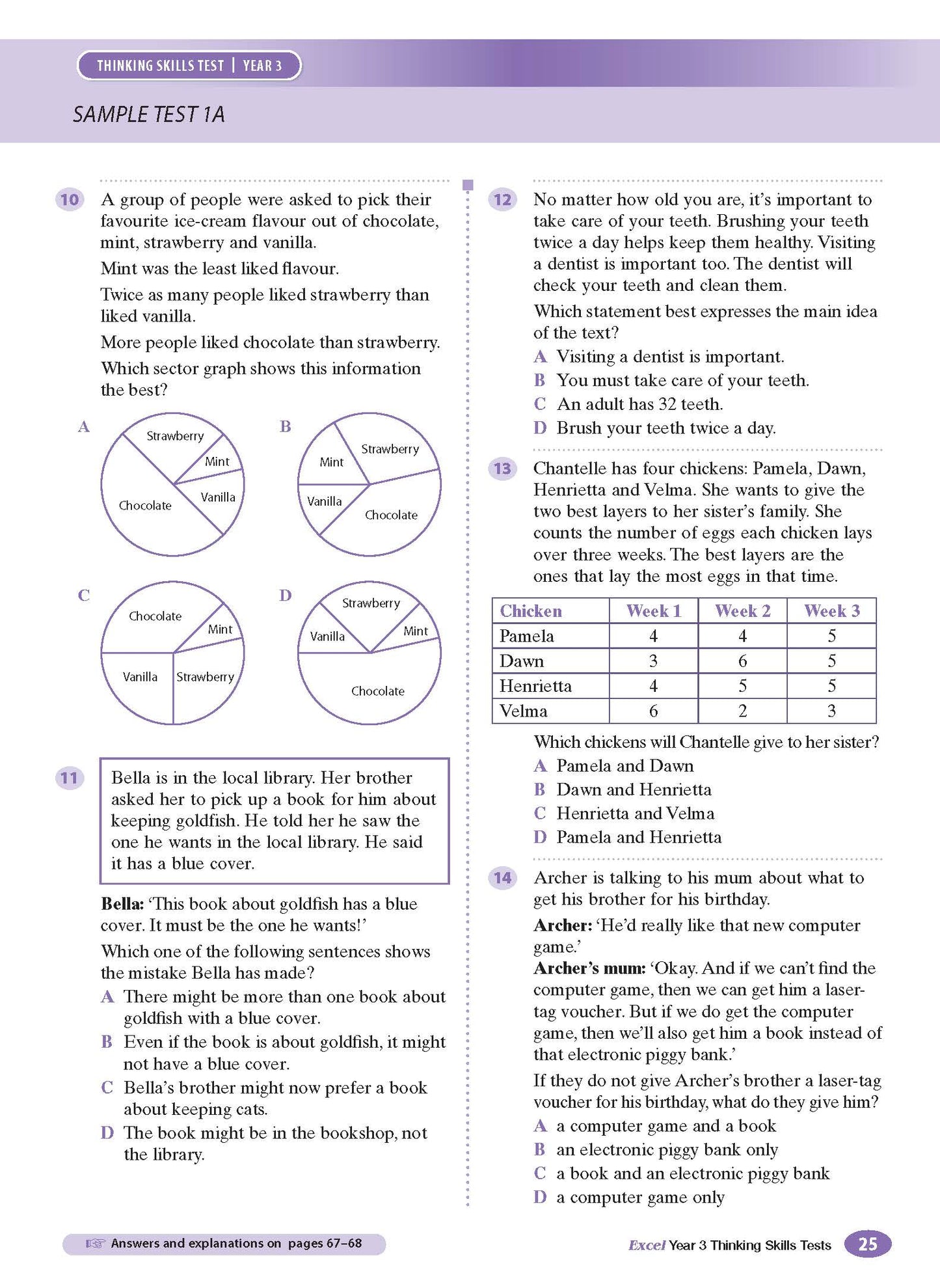 Excel Test Skills - Thinking Skills Tests Year 3