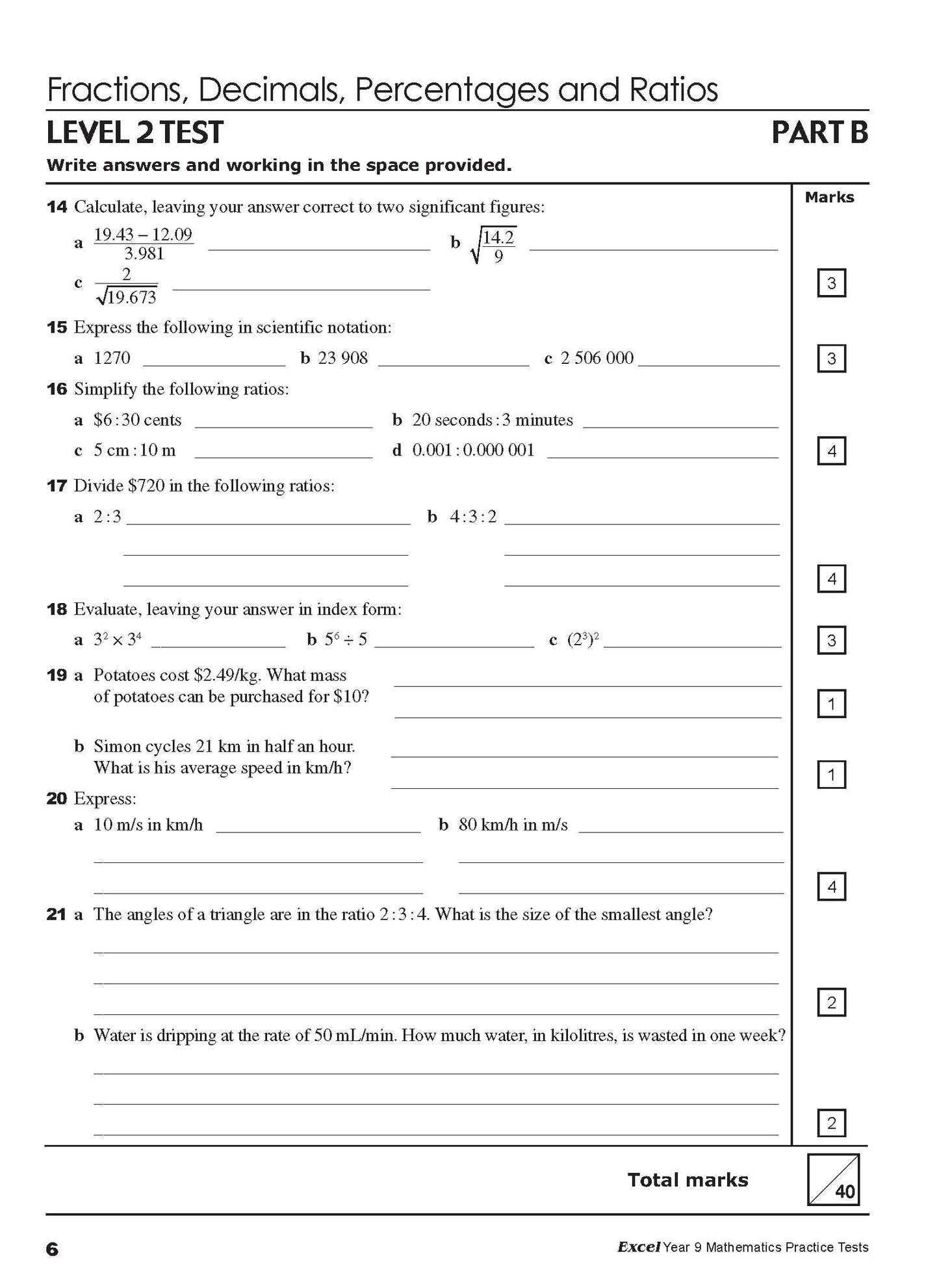 Excel Tests - Mathematics Practice Tests Year 9