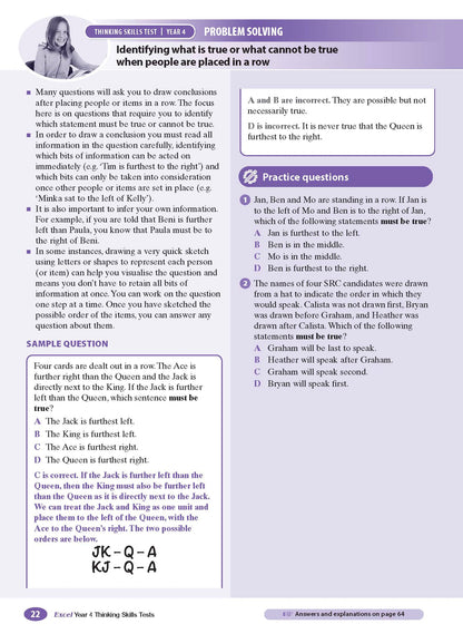 Excel Test Skills - Thinking Skills Tests Year 4