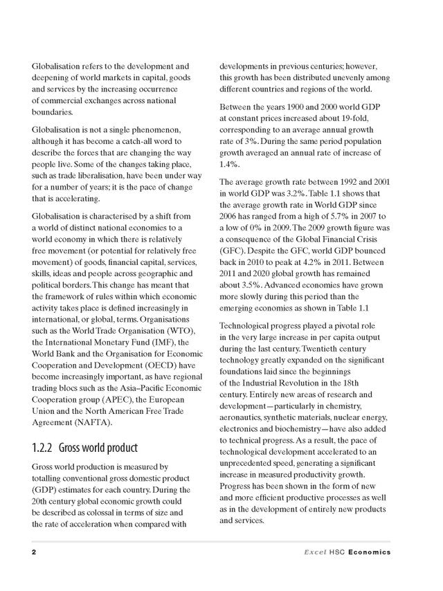 Excel HSC Year 12 Economics Study Guide with Study Cards