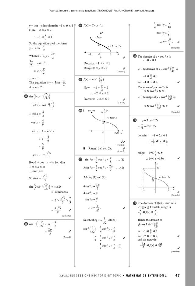 Excel Success One HSC Year 12 Mathematics Extension 1 (2023 Edition)
