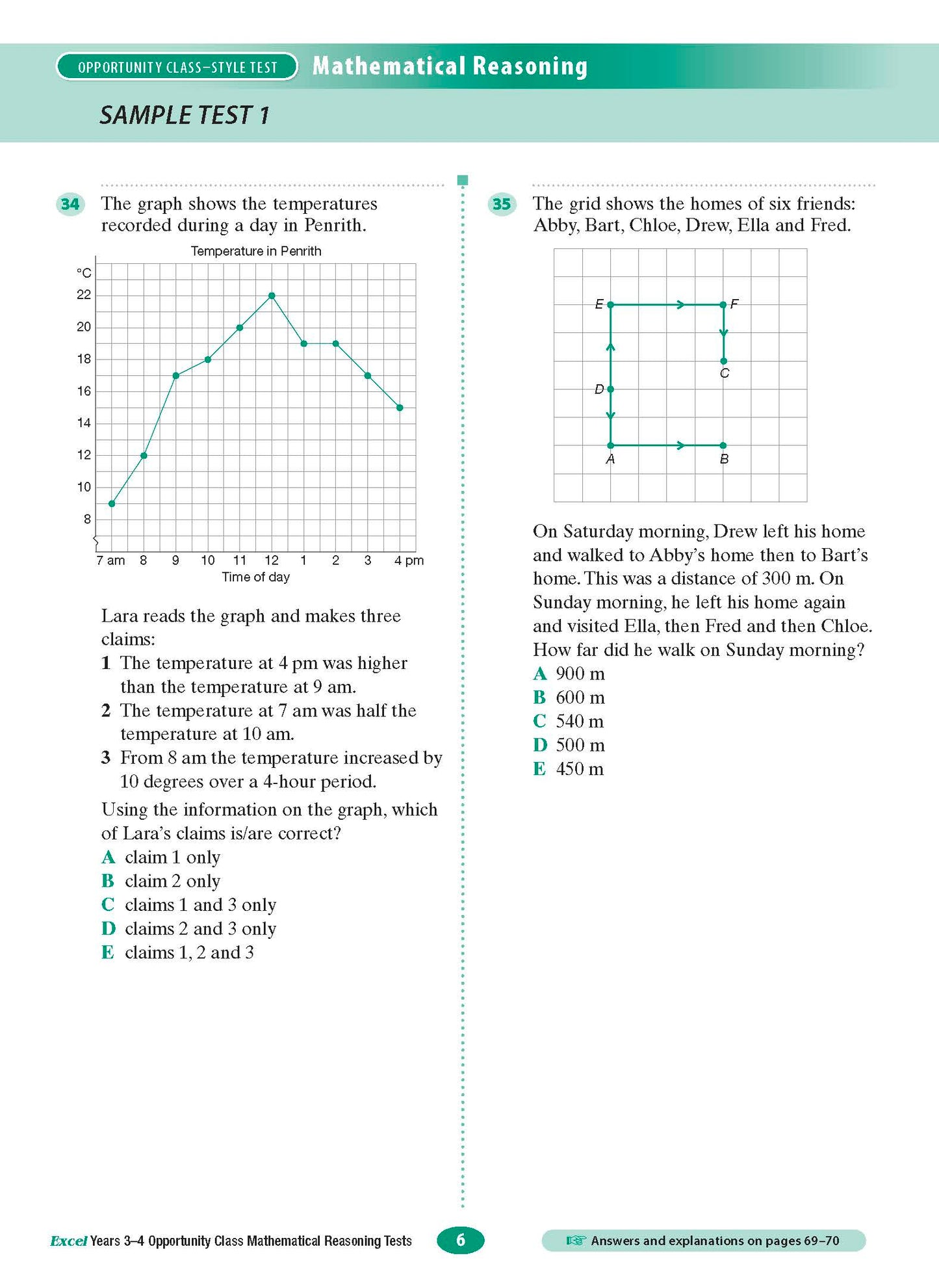 Excel Opportunity Class Mathematical Reasoning Tests Years 3-4