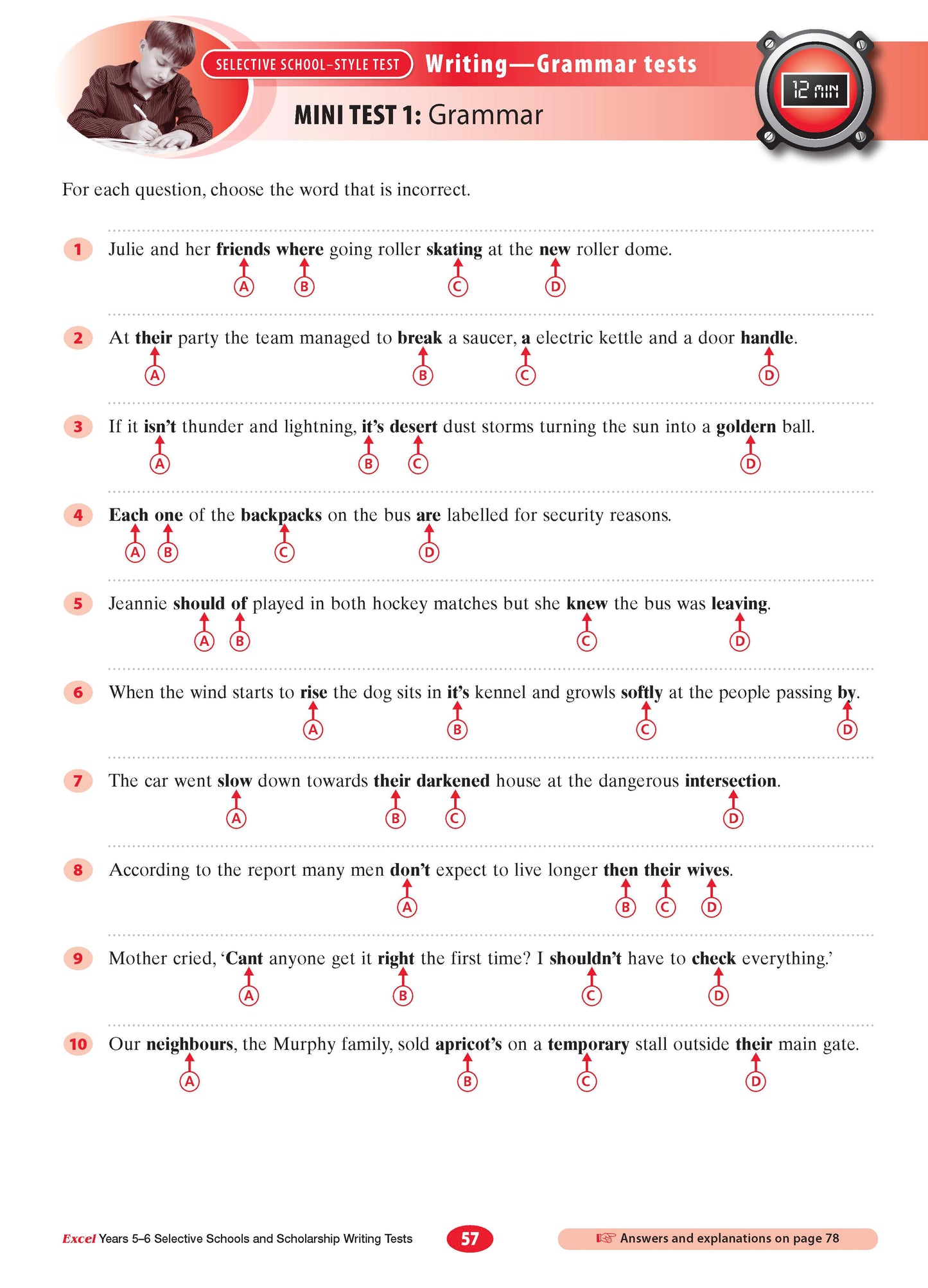 Excel Selective Schools and Scholarship Writing Tests Years 5-6