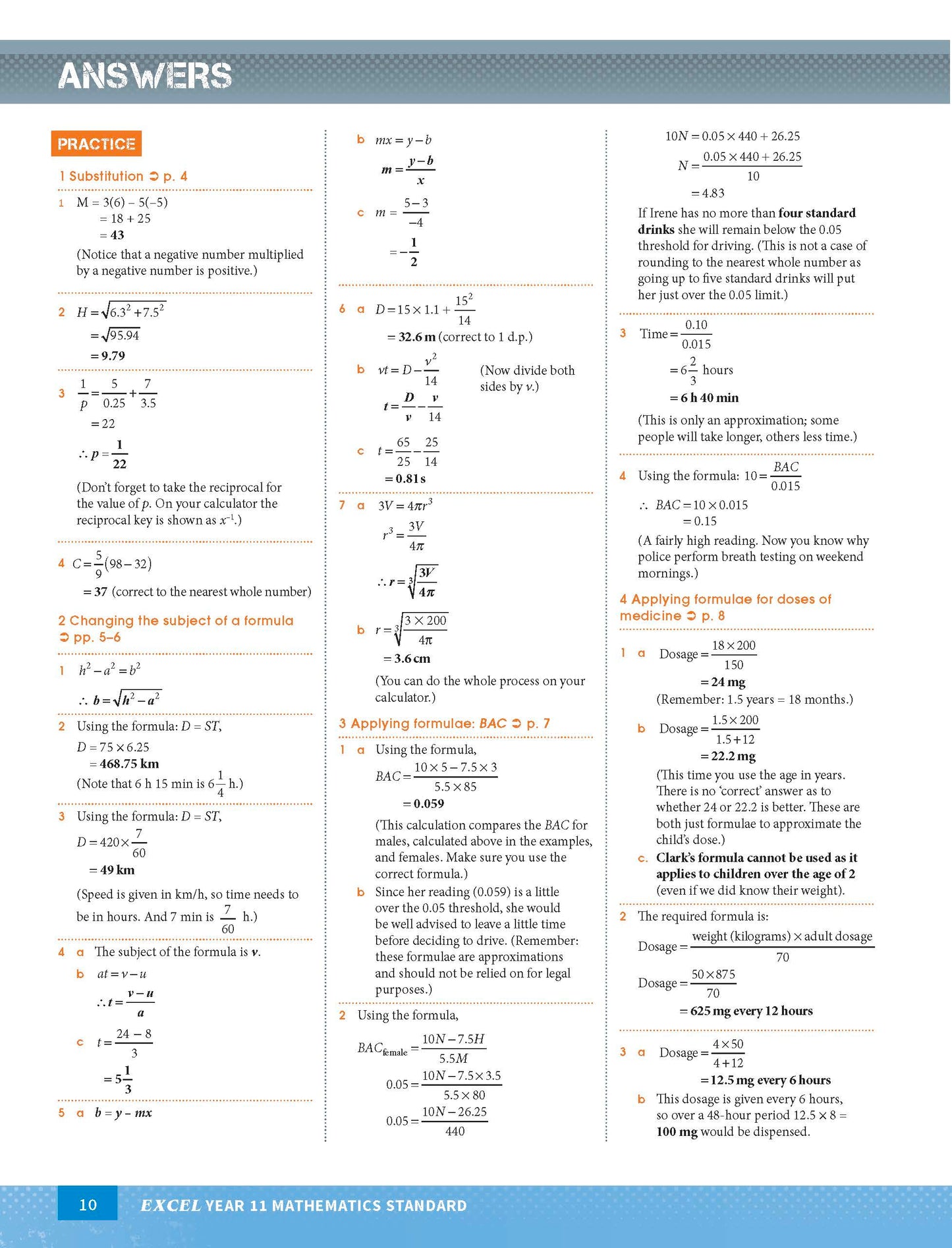 Excel HSC Year 11 Standard Mathematics Study Guide