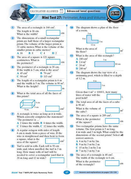 Excel Year 7 NAPLAN*-style Numeracy Tests