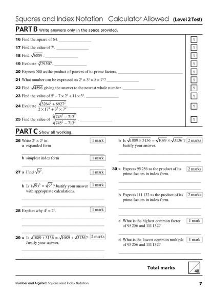 Excel Tests - Mathematics Practice Tests Year 7