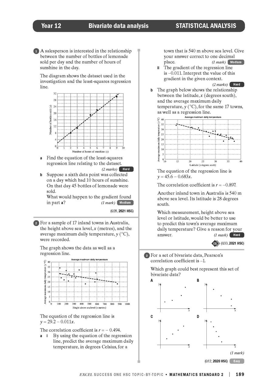 Excel Success One HSC Year 12 Mathematics Standard 2 (2022 Edition)