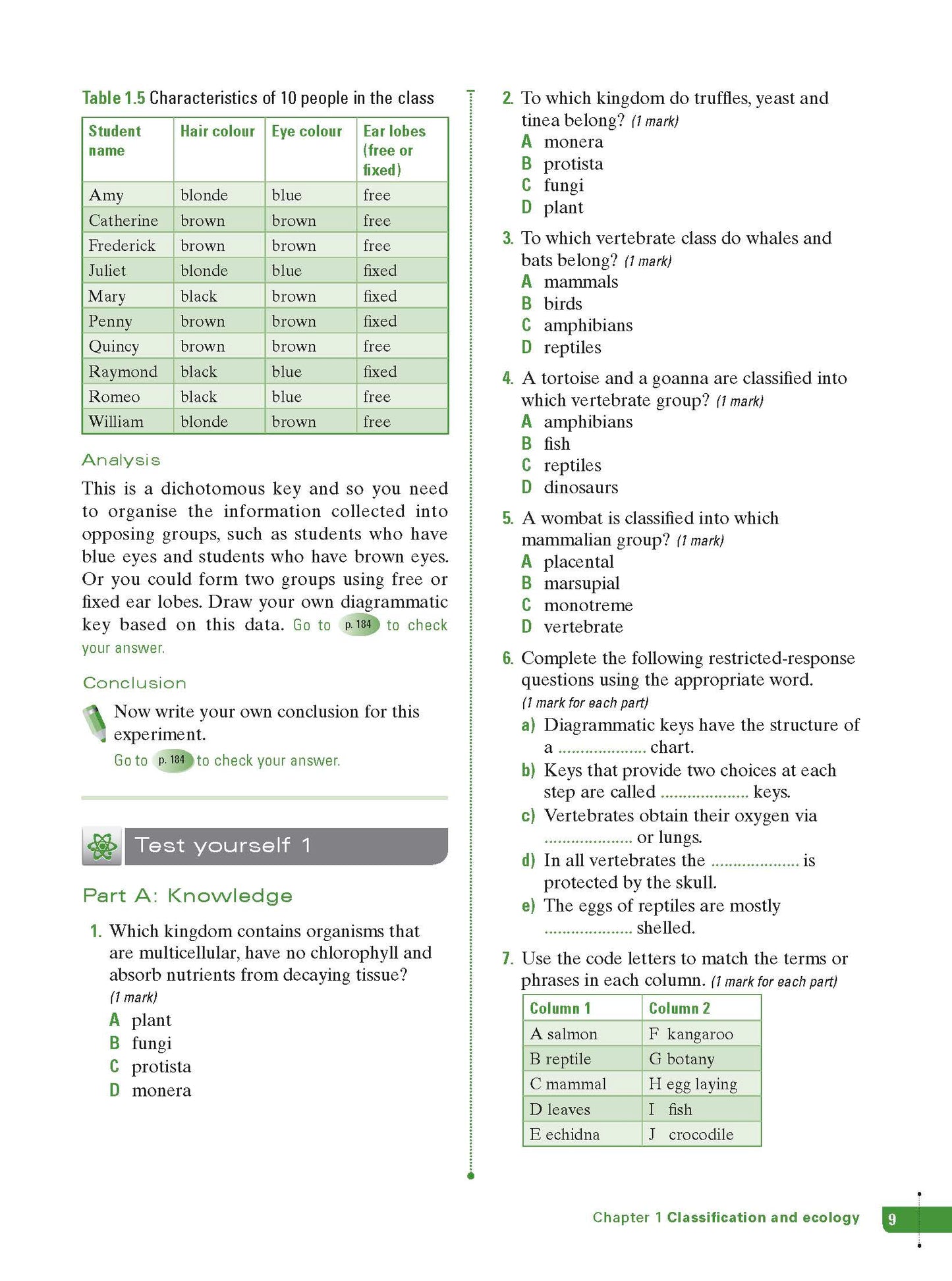 Excel Study Guide - Science Year 7