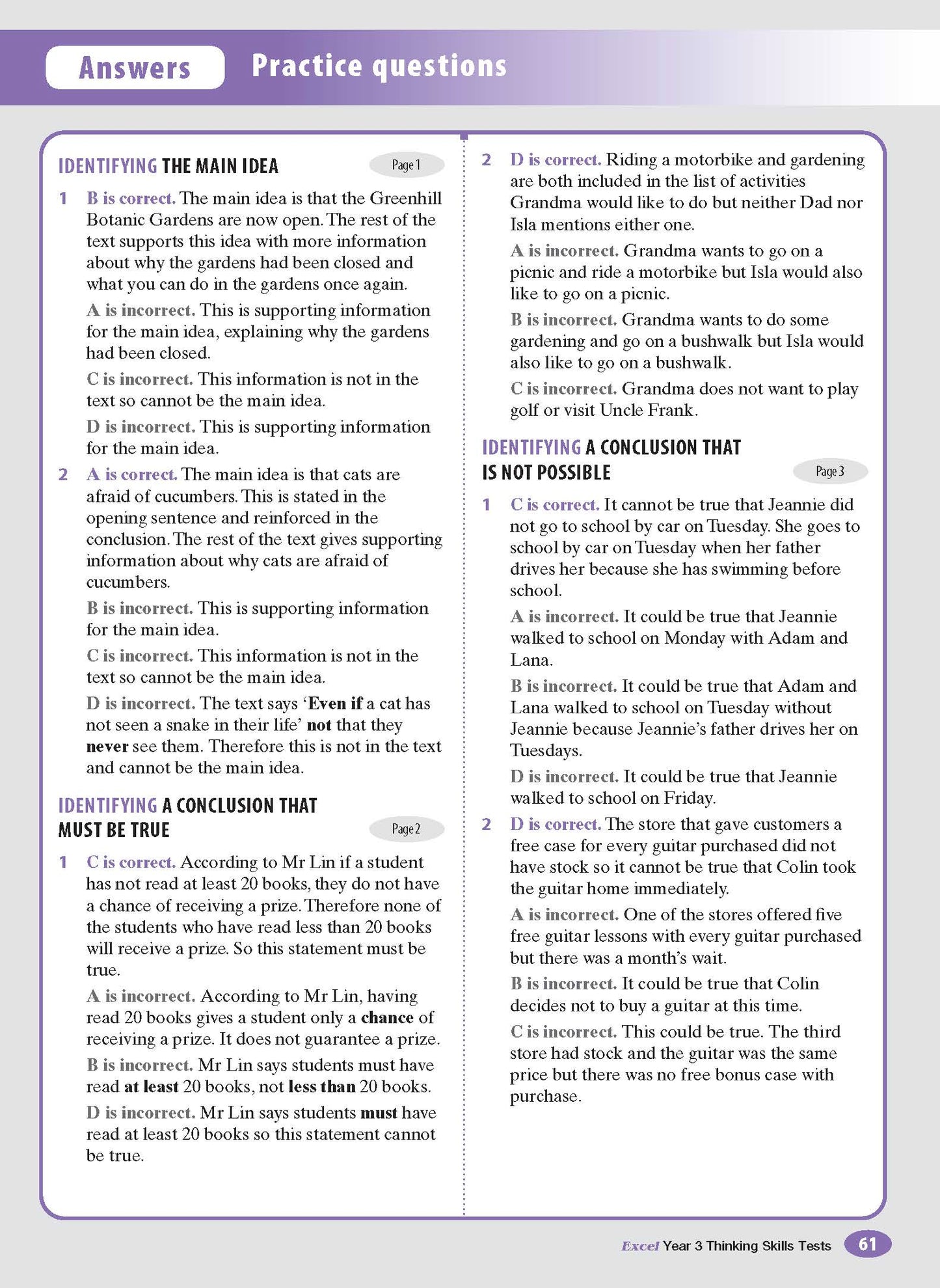 Excel Test Skills - Thinking Skills Tests Year 3