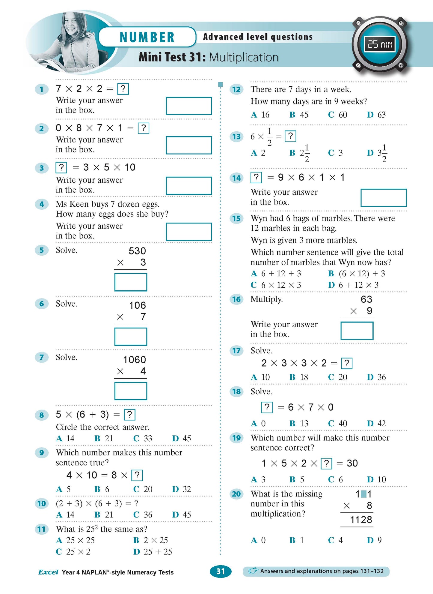 Excel Year 4 NAPLAN*-style Numeracy Tests
