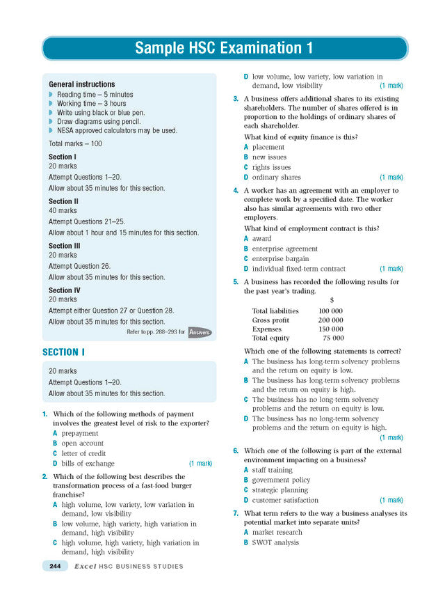 Excel HSC Year 11 Business Studies Study Guide