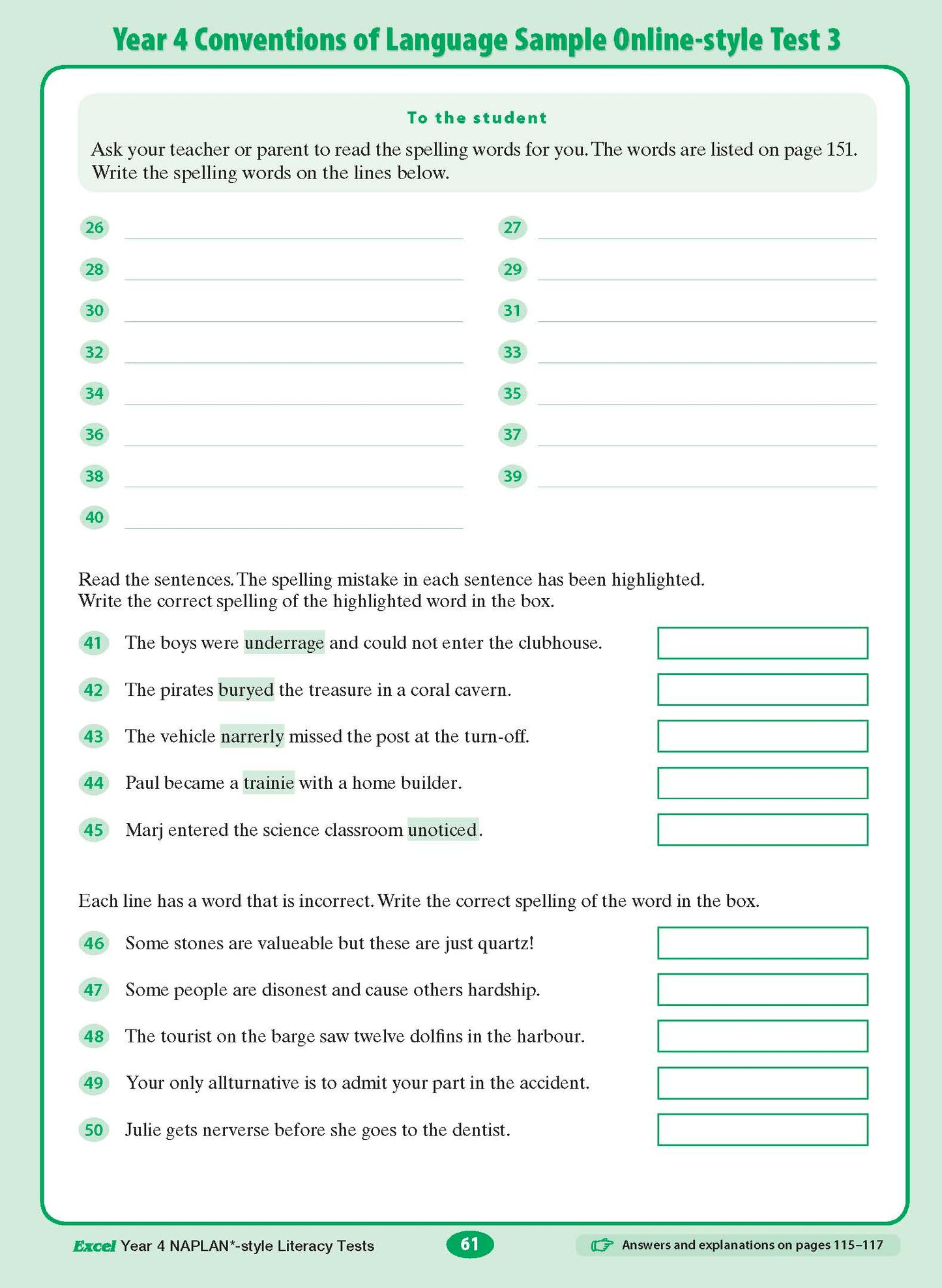 Excel Year 4 NAPLAN*-style Literacy Tests
