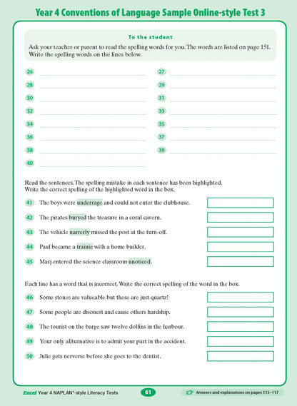 Excel Year 4 NAPLAN*-style Literacy Tests