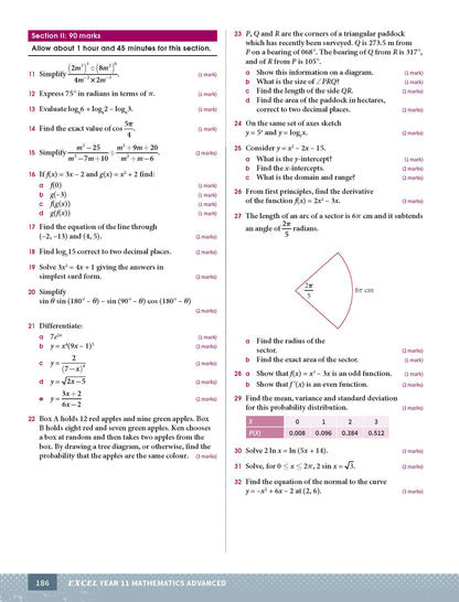 Excel HSC Year 11 Mathematics Advanced Study Guide