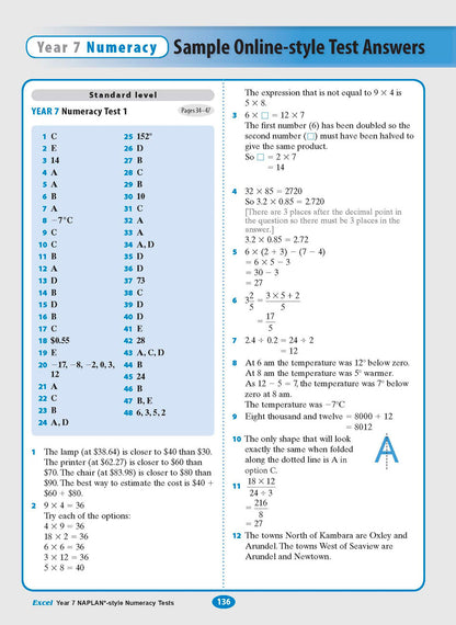 Excel Year 7 NAPLAN*-style Numeracy Tests